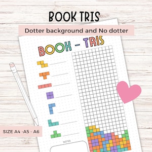 Book Tris Tracker  Printable Reading Tracker | Reading log, reading challenge, A4 A5 A6 | Bullet Journal Pages | Dot Grid & Blank