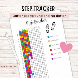 Step Tracker Printable, journal pages trackers | Exercise Tracker Journal | Daily Walking Log | Bullet Journal Tracker |  Habit Tracker
