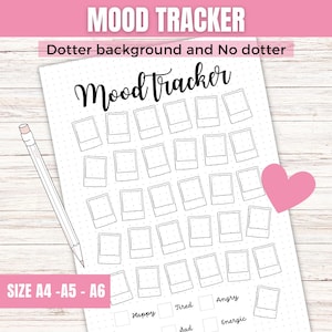 Polaroid Mood Tracker -  Printable Bullet Journal Page - Digital Mood Tracker Aesthetic - Daily Mood Tracker - Track Mood - Journal Template