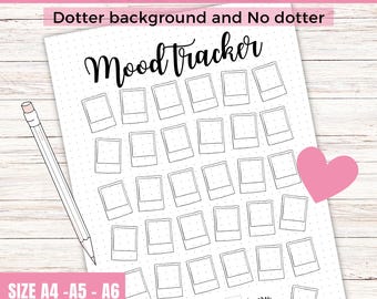 Polaroid Mood Tracker -  Printable Bullet Journal Page - Digital Mood Tracker Aesthetic - Daily Mood Tracker - Track Mood - Journal Template