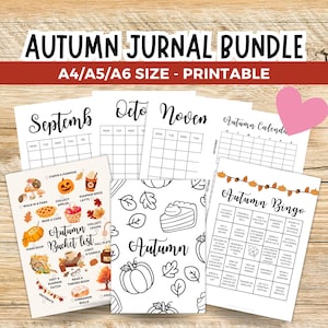 Autumn journal bundle printable bujo page, Autumn bullet journal, Autumn planner,Fall Journal ,Fall Planner,Fall Bucket List,Fall Activities