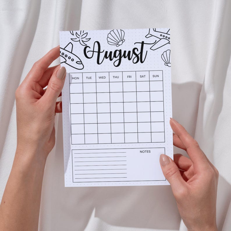 August Calendar Canva Template Editable & Printable Title Page, August ...
