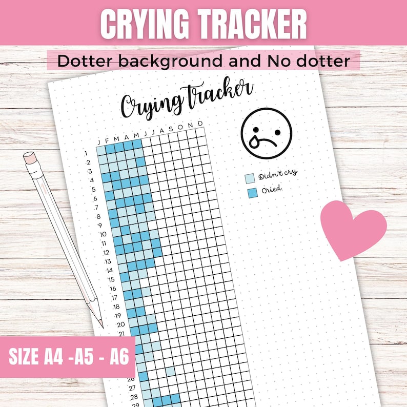 Printable Crying Tracker: Emotional Log for Journaling (A4, A5, A6 PDF ...