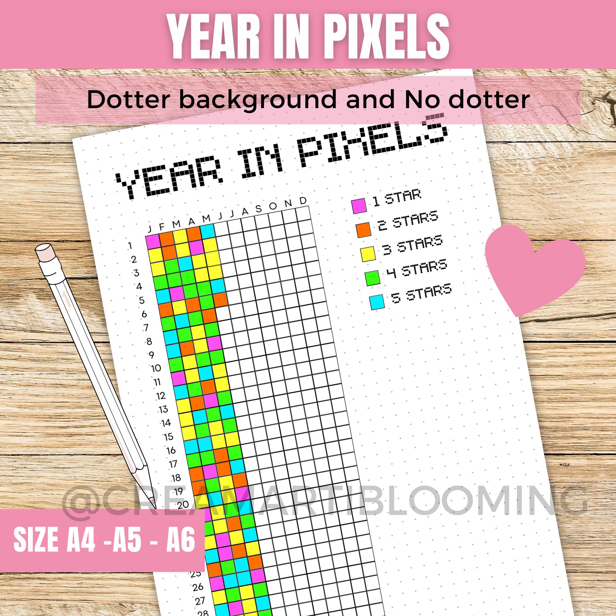 Year in Pixels Printable Journal Page, Rate My Day, Daily Mood Tracker ...