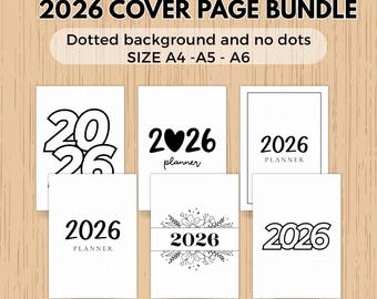 2026 Cover Page Bundle druckbare 2026 Journal Seite, Bullet Journal, 2026 Titelseite, 2026 Planer Cover, druckbare Deckblatt Bullet Journal