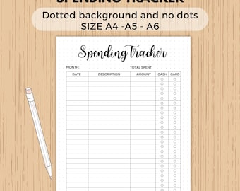 Spending tracker printable planner finances, spending log, printable journal pageg, expense tracker, finance tracker, money tracker