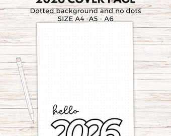 2026 Cover Seite, Titelseite 2026 Printable, Planer Cover, Bujo Journal Seite A4 - A5 -A6