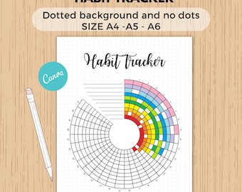 Habit Tracker canva template printable journal pages  wheel of habits Bullet Journal Tracker, Monthly habit tracker, journal habit tracker,