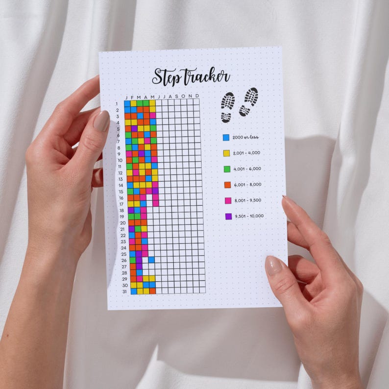 Step Rangs Printable Step Tracker: Daily Walking Log, Habit Building (PDF Download ...