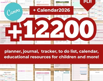 12200 PLR Canva Templates Bundle dfy canva planner, Journals, Trackers, Kids Activities, PLR MRR Digital Products to Resell
