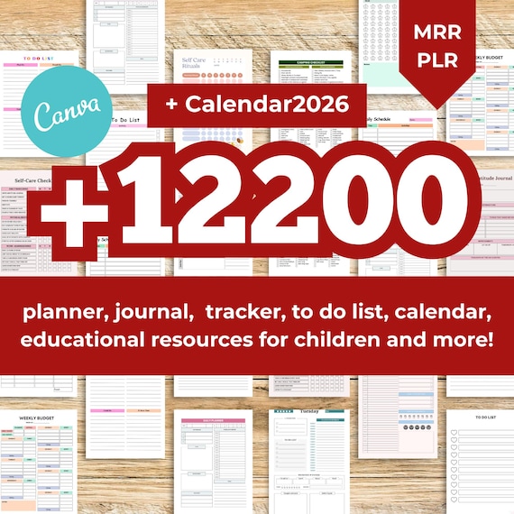 12200 PLR Canva Templates Bundle dfy canva planner, Journals, Trackers, Kids Activities, PLR MRR Digital Products to Resell