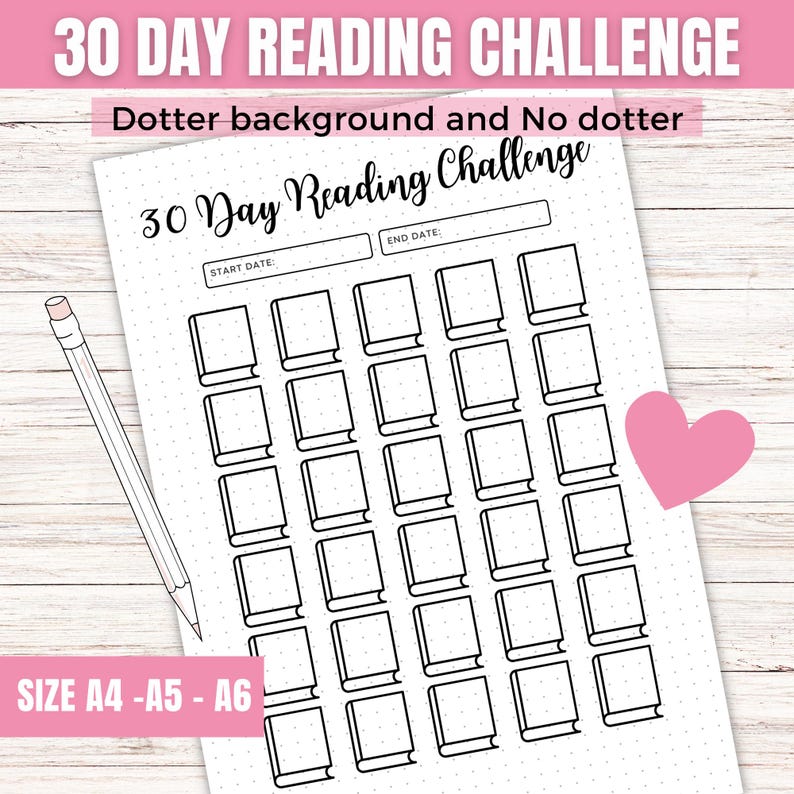 30 Day Reading Challenge Printable – Reading Tracker Bullet Journal ...