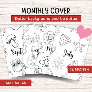 12 Month Printable Title Pages, Planner Journal Cover, Printable Monthly Title Page, Bullet journal printable page