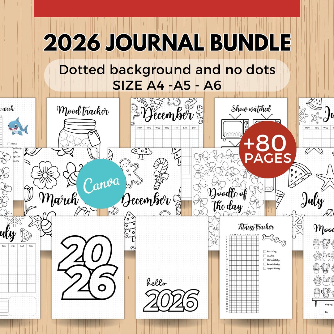 2026 Bullet Journal Bundle Canva Vorlage Bearbeitbare & druckbare ...