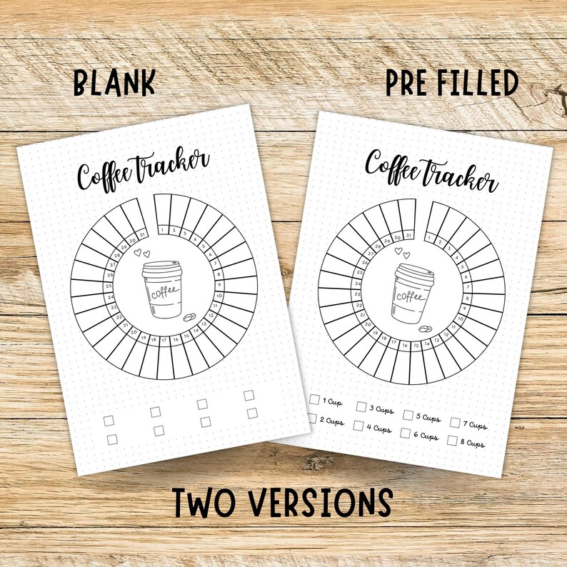 Monthly Coffee Tracker Printable Bullet Journal Page A4 A5 A6 Dot Grid ...