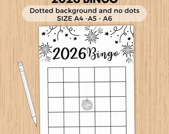 2026 Bingo Template Printable, 2026 Journal Title Page, Bingo Planner Page A4 A5 A6, Dot & No-Dot, New Year Bingo Game