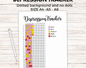 Depression Tracker Jährlich druckbare Journalseite, Tracker für psychische Gesundheit, Depressionstagebuch, Wellnessplaner, Wellness Tracker digitaler Download