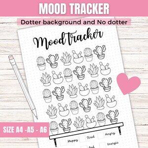 Mood Tracker - Printable journal page , Plant mood tracker, Bullet Journal Page - Daily Mood Tracker - Track Mood - Digital Mood Tracker