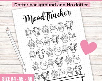 Mood Tracker - Printable journal page , Plant mood tracker, Bullet Journal Page - Daily Mood Tracker - Track Mood - Digital Mood Tracker