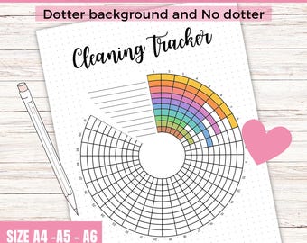 Monthly Cleaning Tracker Printable: Dot Grid, A4 A5 A6 (PDF Download)