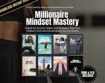 Pacchetto per la padronanza della mentalità da milionario: 8 eBook sulla creazione di ricchezza (MRR e PLR)