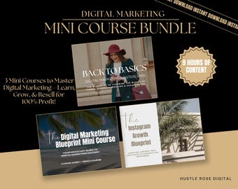 Digital Marketing Mini Course Bundle: MRR & PLR, Canva, Instagram (Digital Download)