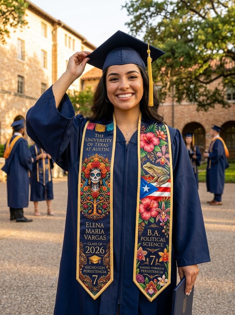 Puerto Rican Graduation Custom Mexican Puerto Rican Graduation Stole 2026, Personalized La ...