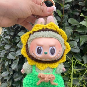 Crochet Labubu Sunflower Overalls