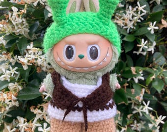 Crochet Labubu shrek outfit with headband