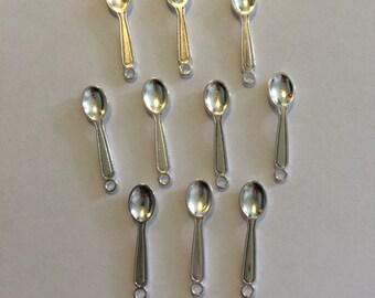 Spoon Charms- ten charms- antique silver charms