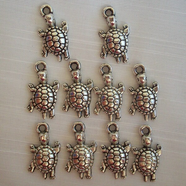 Turtle Charms- ten charms- antique silver charms