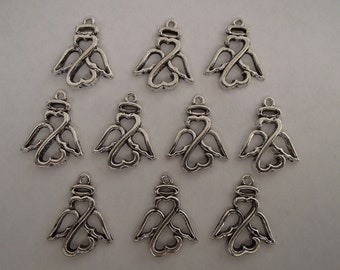 Heart Angel Charms- ten charms- antique silver charms