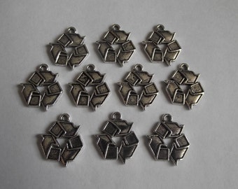 Recycle charms- ten charms- antique silver charms