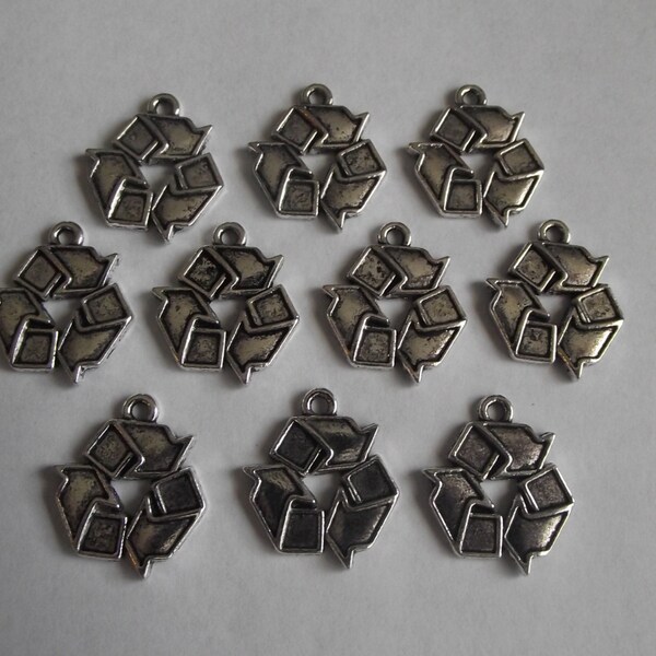 Recycle charms- ten charms- antique silver charms