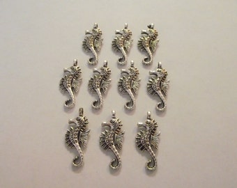 Sea Horse Charms- ten charms- antiqued silver charms