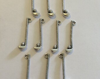 Golf Club Charms- ten charms- antique silver charms