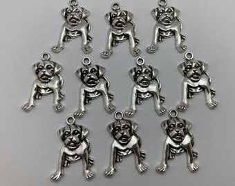 Puppy charms, Dog- ten charms- antique silver charms