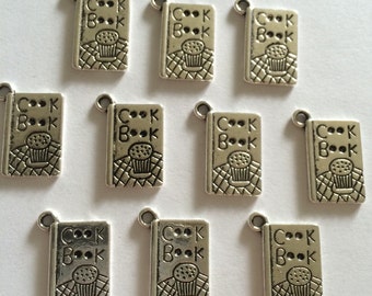 Cook Book Charms- ten charms- antique silver charms