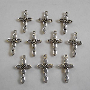 Medium Link Cross Charms ten charms antique silver charms image 1