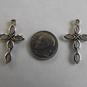 Medium Link Cross Charms ten charms antique silver charms image 2