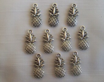 Pineapple Charms- ten charms- antique silver charms