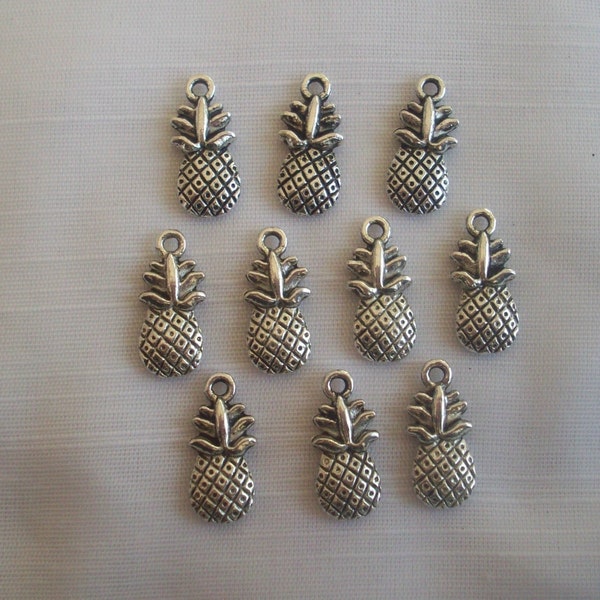 Pineapple Charms- ten charms- antique silver charms