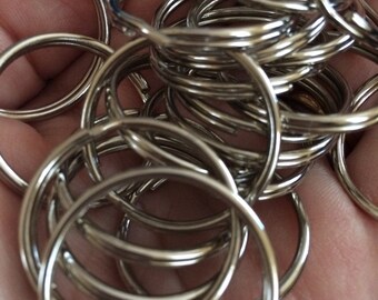 1 inch Key Chain Split Rings- 25- silver- new batch