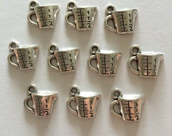 Measuring Cup Charms- ten charms- antique silver charms