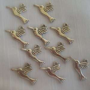 Hummingbird Charms ten charms antique silver charms image 1