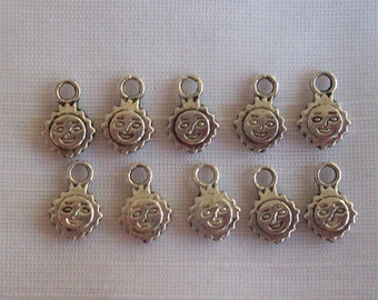 Small Sunshine Charms- ten charms- antique silver charms