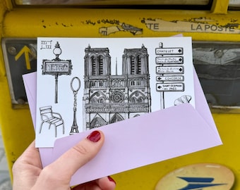 Carte postale Paris noir et blanc