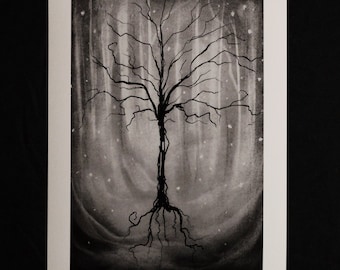 Static In Silence - Giclée Print (325gsm) 8" x 12" Dark Art, Gothic Art, Wall Art, Dream Art, Occult Art, Nature Art, Dark Academia