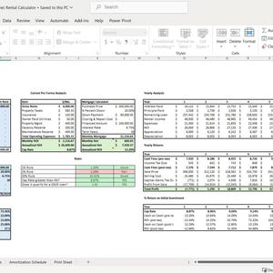 Rental Property - Real Estate Investment Calculator - Microsoft Excel