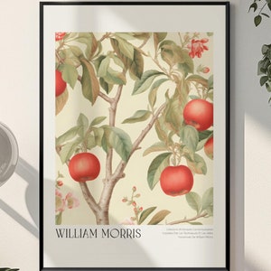 William Morris-appelboomprint, print Londen, botanische prints, museumposter, tentoonstellingsposter, barwagenprint